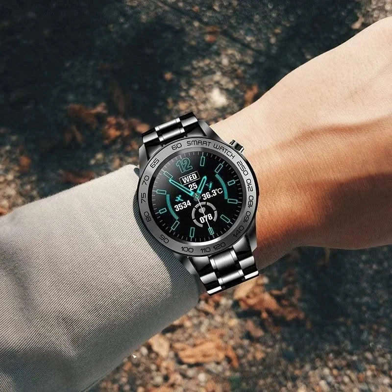 LIGE GPS Sport Track Recording Men Steel Band Smart Watch Body Temperature Activity Sport Fitness SmartWatches  Men Waterproof