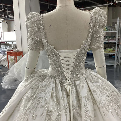 Elegant Ball Gown Short Sleeves Women Wedding Dresses Popular Organza Bridal Gowns Customized Ball Princess Vestido De Novia
