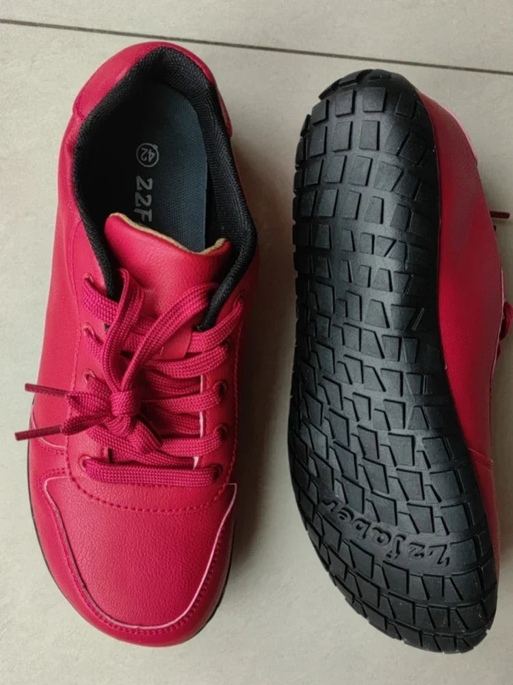 ZZFABER Leather Barefoot Shoes Soft Minimalist Sneakers for Women Men Casual Shoes Unisex Sneakers