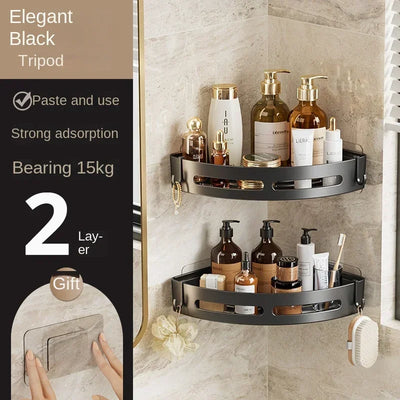 Bathroom Shelves Organizer No Punching Required Kitchen Corner Shelf Racks Shampoo Makeup Storage Holder Shower Towel Caddy Rack
