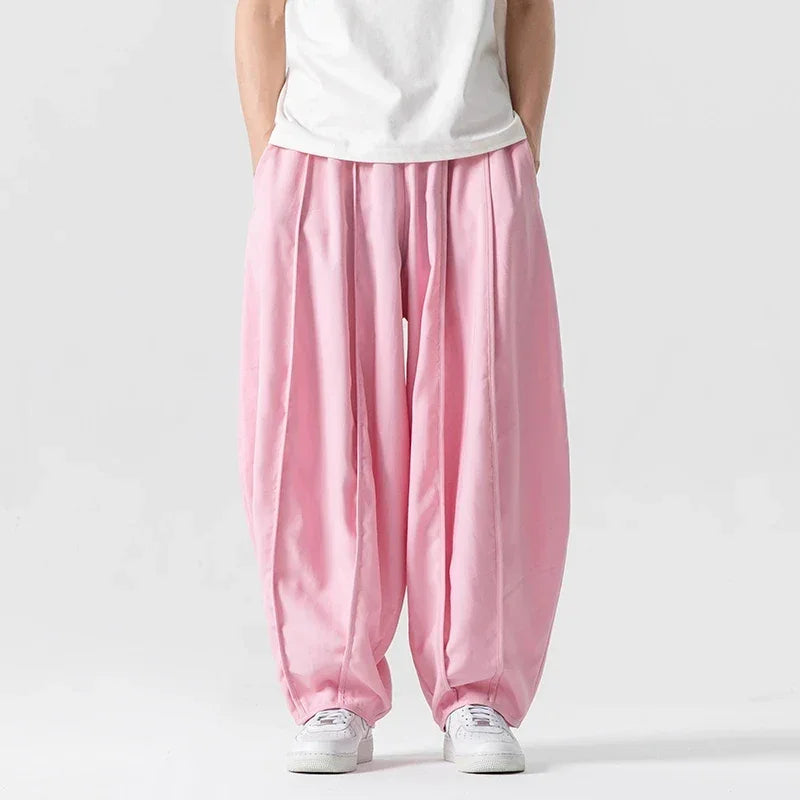 Men's Wide Leg Pants Fashion Loose Harem Pants Solid Color Harajuku Sweatpants Streetwear Unisex Casual Trousers Plus Size 5XL