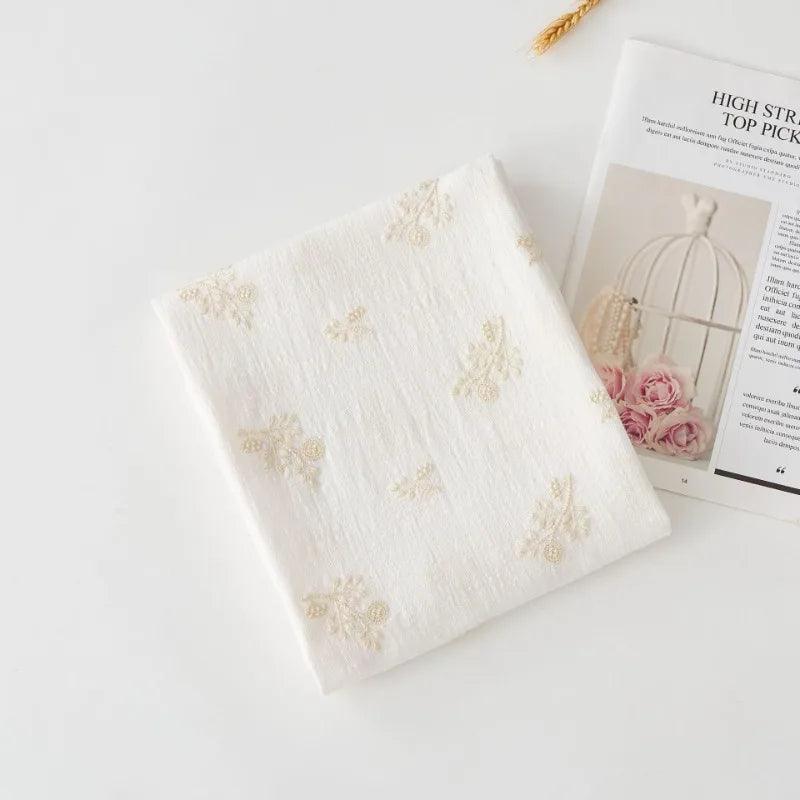 140x50cm embroidered slub cotton linen fabric clothing sewing diy women’s dress forest flower cloth