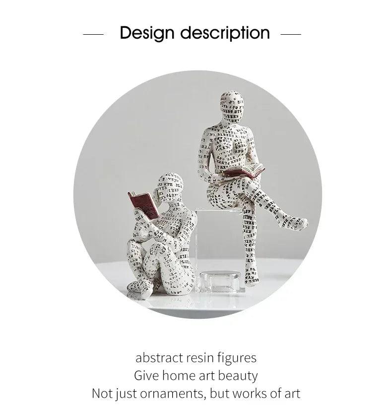 Home desk top bookshelf decoration reading woman resin crafts small ornaments