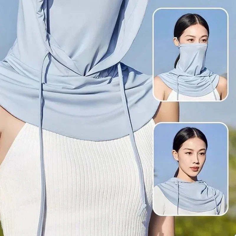 Summer Hats For Women Sunscreen Outdoor Anti UV Cycling Beach Hat Female Floppy Foldable Ladies Hat Sunhat Ice Silk Face Cover