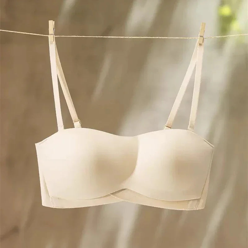 Women Invisible Bra Deep U Plunge Bras Backless Strapless