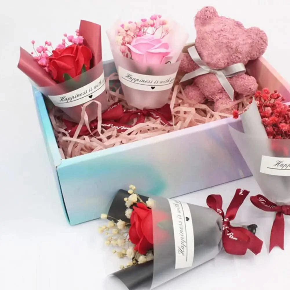 Scented Flowers Soap Ornamental Soap Rose Flower Essential Nice-looking  Durable Valentine's Day Soap Rose Flower