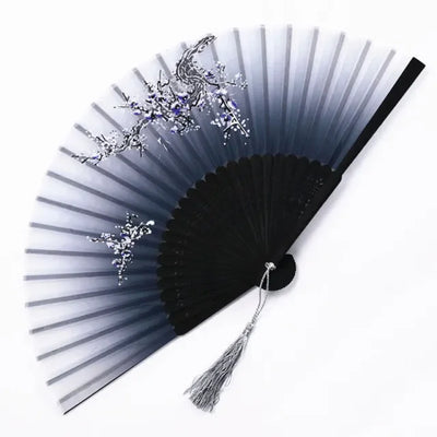 Hand Folding Fan BambooSilk Chinese Fan Hand Women Black Fan Summer Female Dance Hand Folding Fan Party Gift Hand Fans For Women