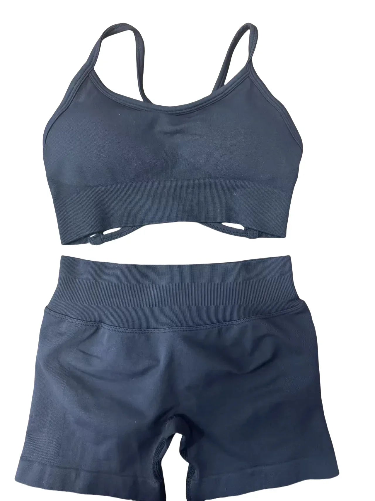 2025 Yoga High Quality Set Solid Color Women's Sports Hip Lift Shorts Cross Bra Shockproof Backrest Sling 2-piece Set Summer