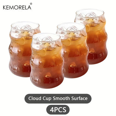 2/4/6PCS INS Glass Cup Heat-resistant Tumbler Drinkware Transparent Tea Juice Milk Coffee Mug Home Water Glasses Stripe Beer Mug