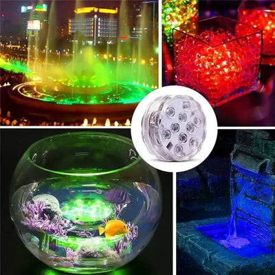 10leds RGB Submersible LED Lights Underwater Night Light Outdoor Swimming Pool Light Tea Light Vase Pond Party Wedding Decor