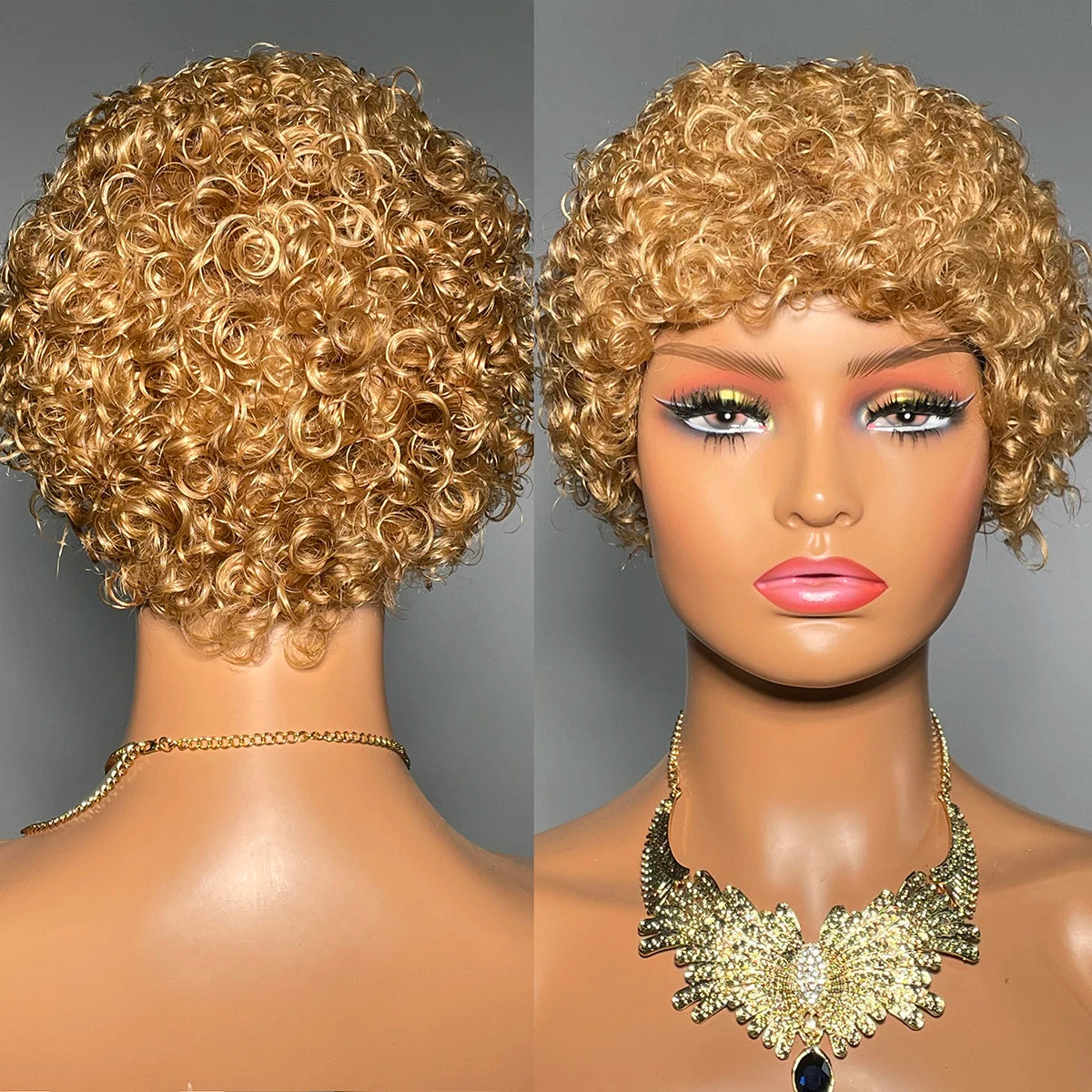 Short Curly Human Hair Wigs For Women Full Machine Made Kinky Curly Wigs Human Hair 150% Density Pixie Cut Wig