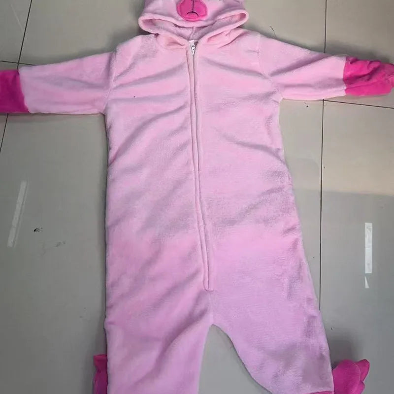 Cute Animal Pajamas for Men Women Winter Flannel Hooded Pajamas Crocodile Capybara Giraffe Cow