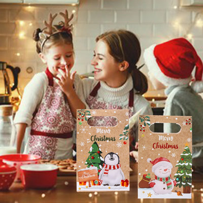 Christmas Kraft Paper Gift Bag Navidad Natal Noel Tree Candy Cookie Bag Merry Christmas Decorations For Home 2024 New Year 2025