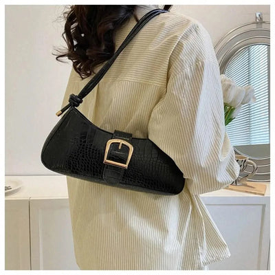 Women Stylish PU Leather Sling Bag Solid Colour Zipper