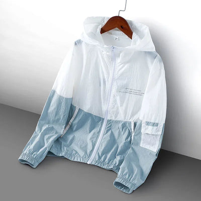 Summer Hooded Jacket Men Women Waterproof Sun Protection Clothing Fishing Hunting Clothes Quick Dry Skin Patchwork Windbreaker