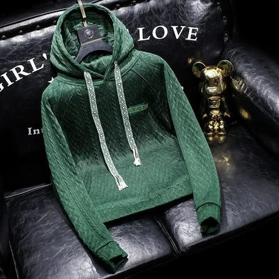 Sweatshirts for Man Cropped Hooded Men's Clothing Solid Green Hoodies Novelty and Cheap New in Loose Designer Streetwear Cotton