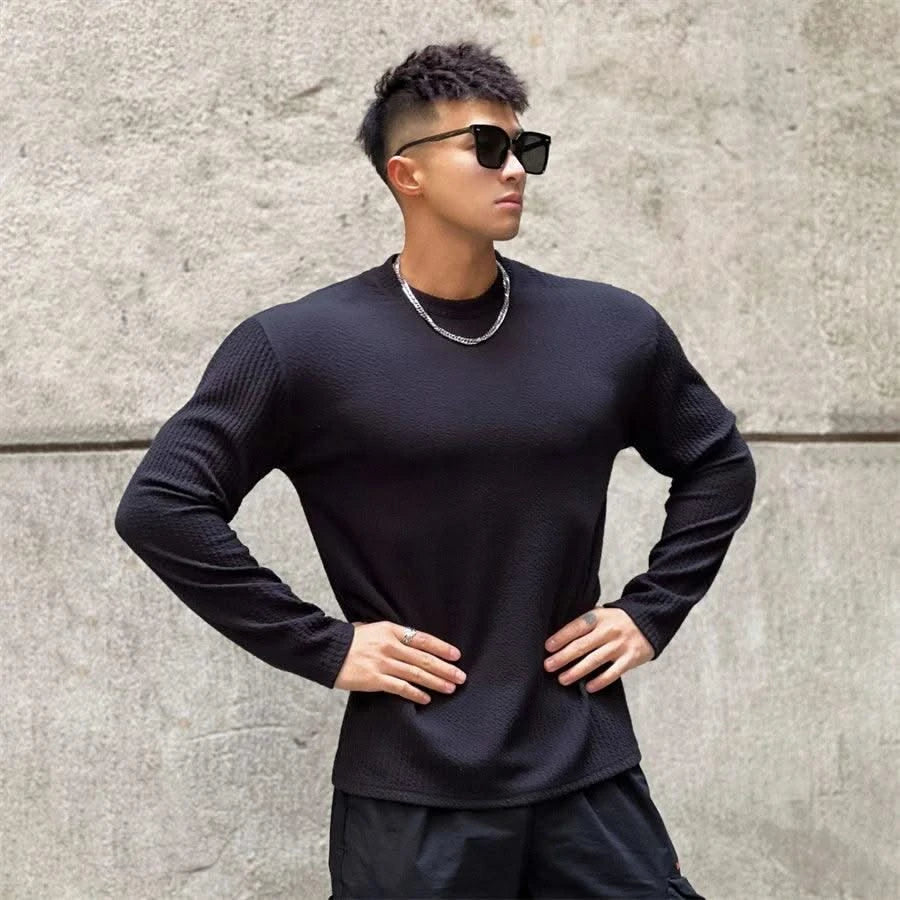 New Long Sleeve t shirt for Men Autumn Fashion Cotton Solid Color t-shirts Cozy Streetwear Men's t-shirt 3XL Baggy Korean Trendy