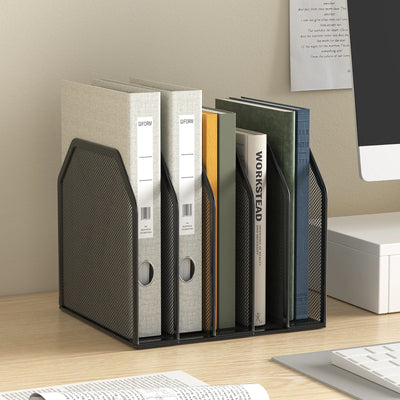 Desk File Organizer 5 Sections Upright Mesh Desktop Organizer File Sorter Office Organization File Holder for Home, Office