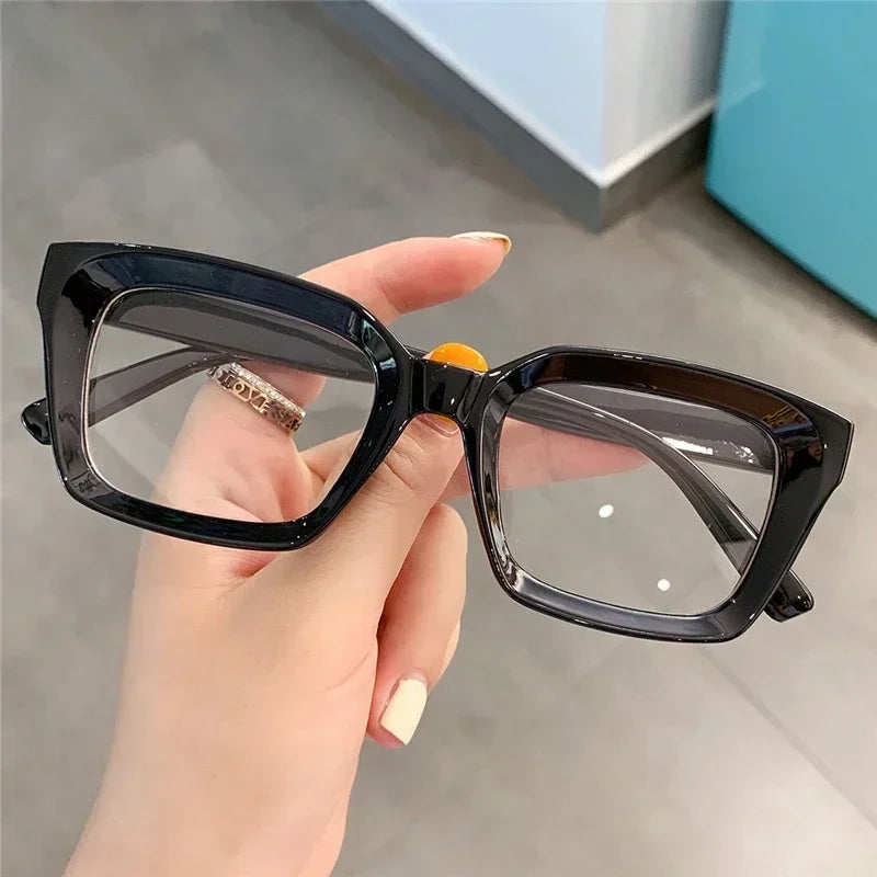 Blue Light Blocking Reading Glasses Frame Square Flat Mirror Round Face Anti-blue Glasses Men and Women Fashion