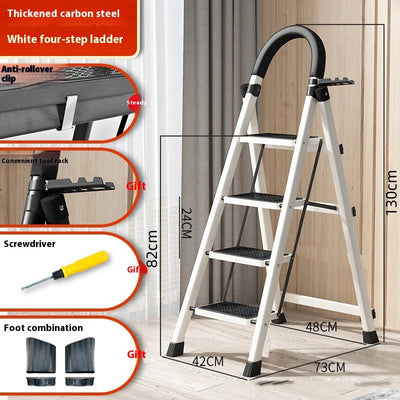 Adjustable Zigzag Folding Ladder 3 4 5 6 Step Thickened Carbon Steel Engineering Ladder Stable Climbing Tool for Home And Garden