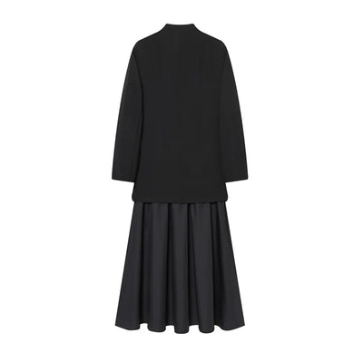 Women's Dress 2025 Autumn New Style Black Long-Sleeve Patchwork Blazer Long Dress Elegant Socialite Style