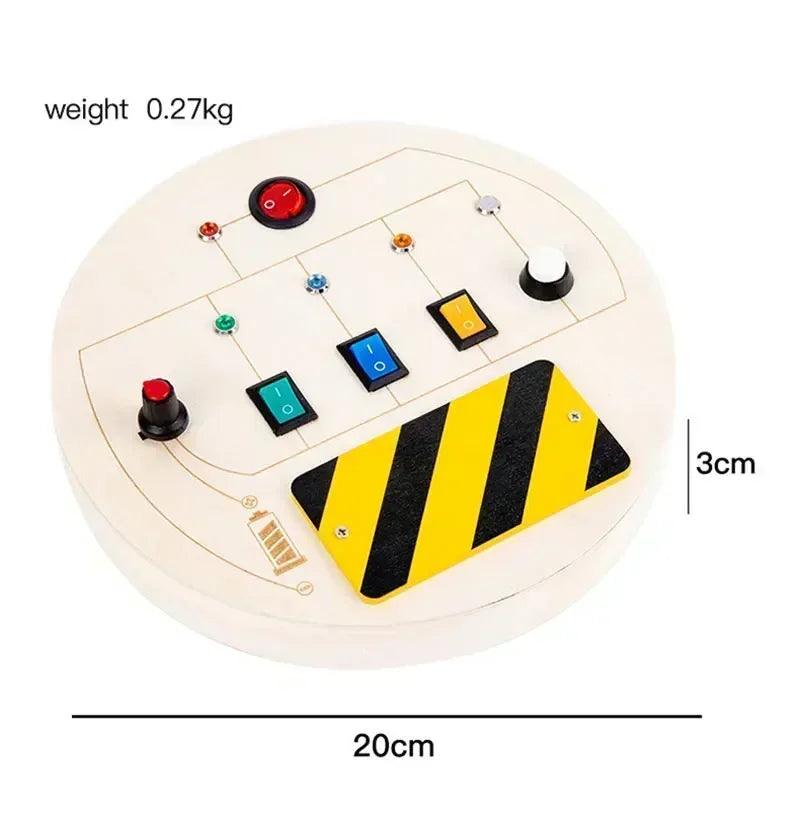 Montessori busy board sensory toys wooden with led light switch control travel activities children games for 2-4 years