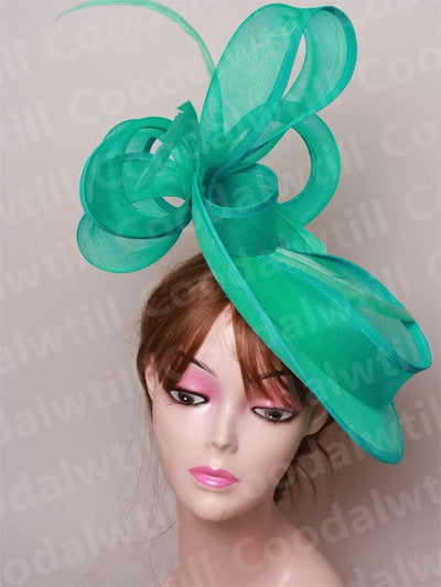 Royal Ascot Red Hair Fascinator Veils Hat Women Church Wedding Fascinaors Hat Headband Feather Derby Headpiece Ladies Chapeau