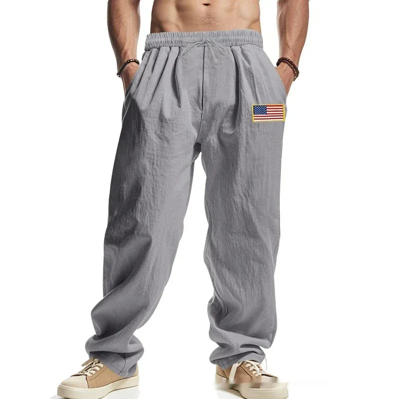 Men's Linen Wide-leg Pants for All Seasons Hip-hop Street Fashion Casual Pants Loose and Versatile Breathable Trousers for Men