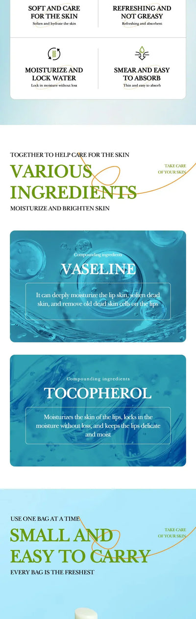 SADOER Lip Aloe Balm Nourishing, Hydrating and Moisturizing Preventing Cracking and Repairing Lips Gentle Non Irritating