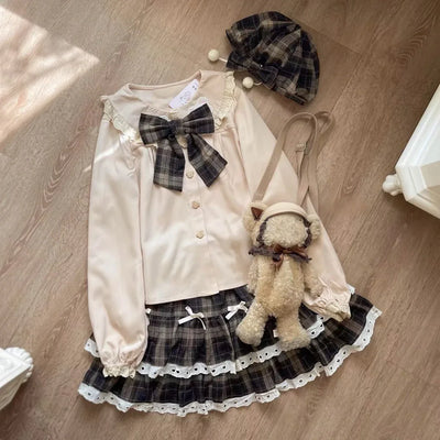 Spring Casual American Vintage A-Line Skirts Women 2000s Y2k Bow Plaid Skirts Korean Fashion Japanese Kawaii Clothing Subculute
