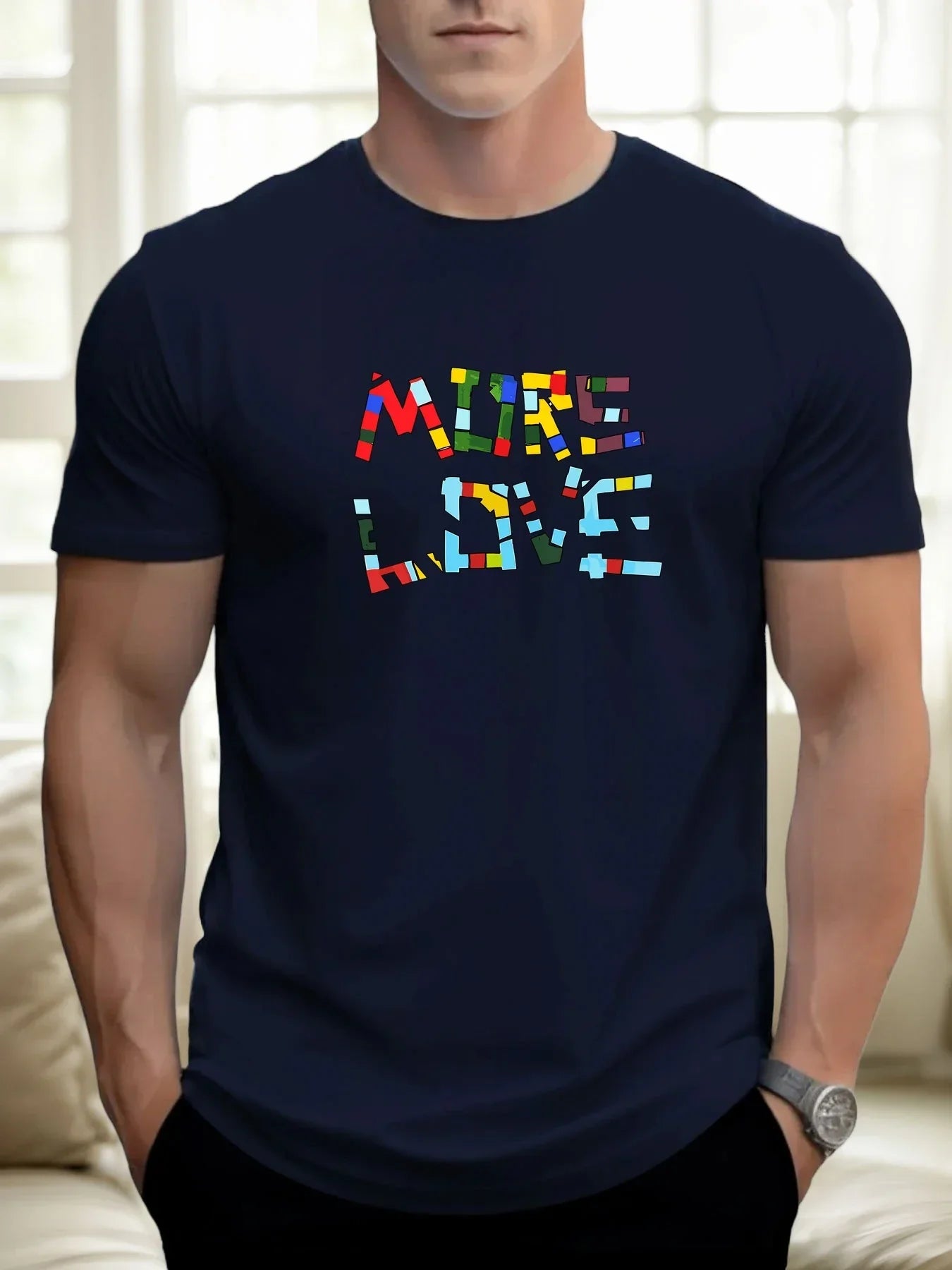 T Shirts For Man MUER LOVE 100% Cotton Graphic Printing Summer Round Neck T-Shirt Casual Breathable Street Style Daily Top