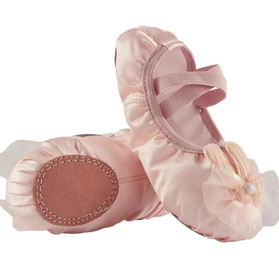Children's Dance Shoes Soft-Soled Ballet Shoes For Girl Satin Cat Caws Free Lace-up Rabbit Stage Performance Dance Shoes New