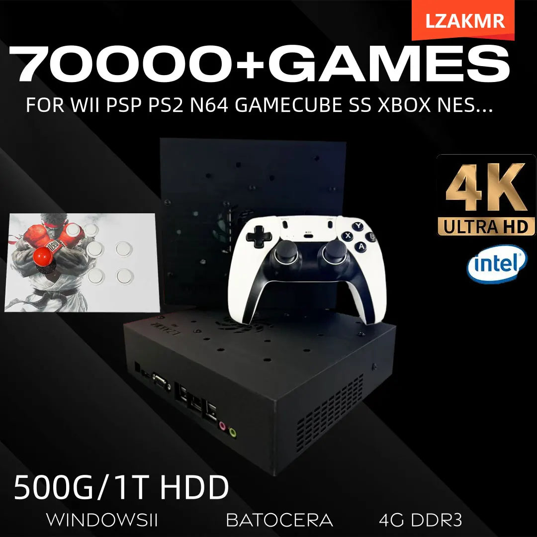Retro Gaming Console 70000+ Games 500GB T8 Loaded For Wii PS2 DC PSP GAMECUBE Plug-and-Play On TV Windows 11 Children's Gift