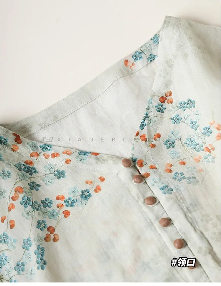 Summer Dress Women 2025 Long Print Elegant Clothing Vintage Elastic Waist Korean Beach Style V-Neck Fashion Robe Ropa De Mujer