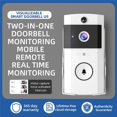 Outdoor Wireless Doorbell with Solar Cover Camera Wifi Digital Door Peepholes Waterproof Smart Home Intercom Video Eye Ring Bell