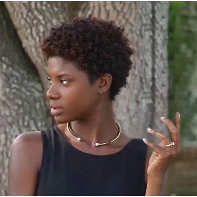 Human Hair Wigs Short Wig Machine Made Women Afro Kinky Curly Pixie Cut Wigs Black