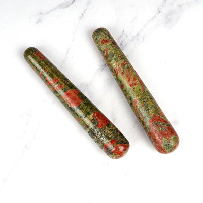 1 PCS Unakite Body Massage Wand Natural Stone Crystal Stick Face Head Eye Massager Neck Health Skincare Gua Sha Acupuncture Pen