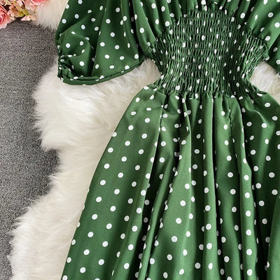 V Neck Sexy Dolman Sleeves Waist Slim Polka Dot Print Jumpsuit Women Wide Leg Trousers Jumpsuit