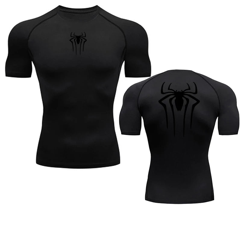 Printed Men's Athletic Compression Shirts Athletic Quick Dry Breathable Rash Guard Athletic Tight Workout Tops Summer Men