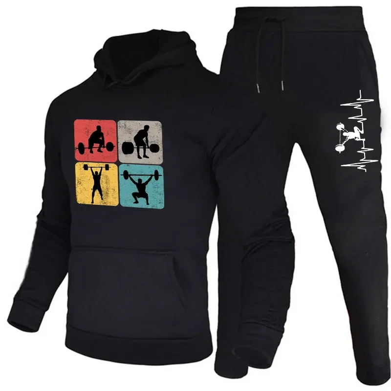 Men's Sportswear Sportswear Jogging Suit Hooded Sportswear Suit Clothing Hoodie + Fitness Pants Sportswear