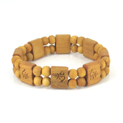 Wood AUM OM Ohm Hindu Buddhist Hinduism Yoga India Charm Bracelets Party Gift Fashion Jewelry