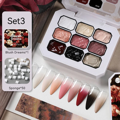 UR SUGAR 4 In 1 Pat Painting Gel Nail Polish Set 9 Colors Semi Permanent Soak Off UV LED Nails With Sponge Gradient For Nail DIY