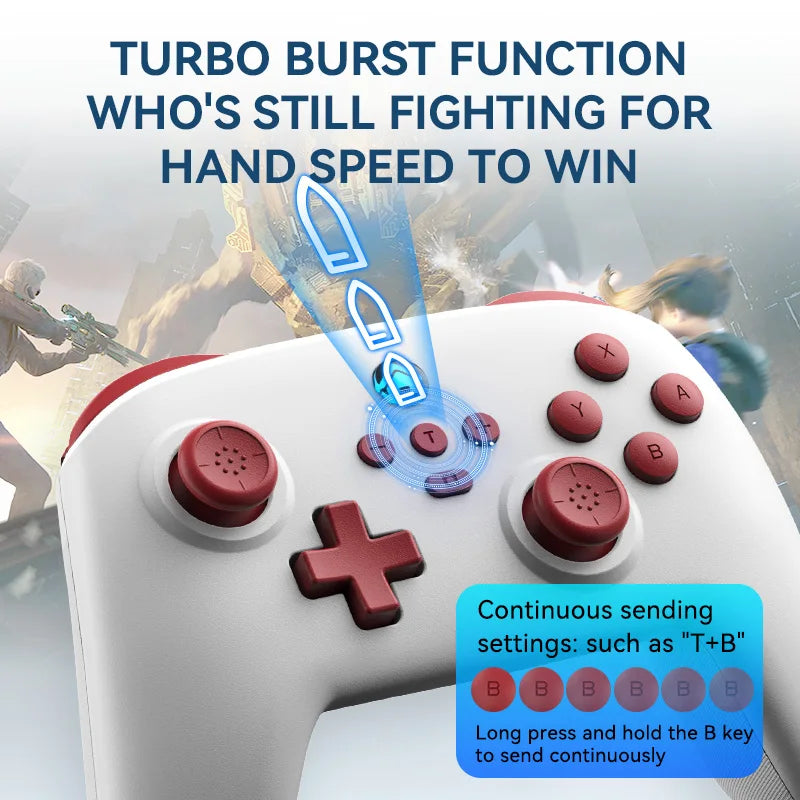 Wireless Gaming Controller for Switch/PC/Android/iOS Bluetooth 6-Axis Gamepad with Motor Vibration TURBO Wake-up Best Choice