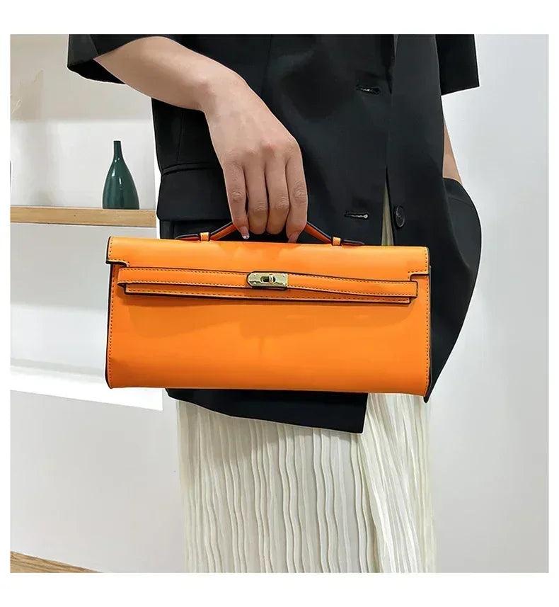 Elegant classic leather handbag for ladies - with inner compartments high quality by famous designer brand