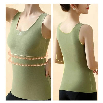 Thermal Underwear Velvet Vest Winter Women’s Solid Bottom with Chest Pad Camisole Slim Warm Sling Vest Female Thermal Underwear
