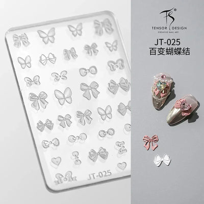 Geometric Bowknot Grid Lace Flora Edge Nail Art Silicone Carving Mold Mould Star Daisy Flower Charms Bow Tie Snowflake Template