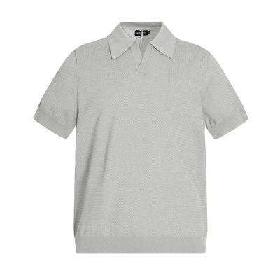 Solid Color Knitted Polo Shirts Mens Simple Summer Retro Casual Loose Half-Sleeve Lapel Tops Men
