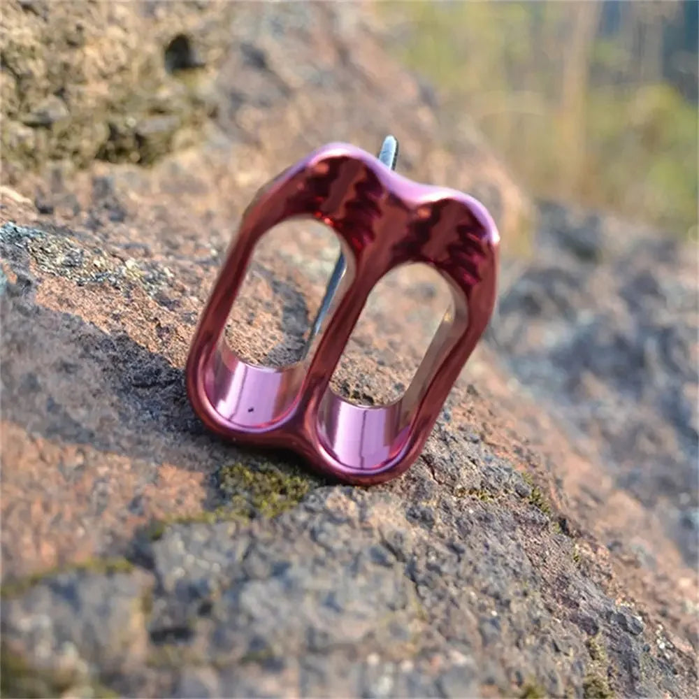 Downhill Be-lay Rappel Device Safety Ring Double Slot Rock Climbing Rappel Abseiling ATC Climbing Descender Camping Hiking