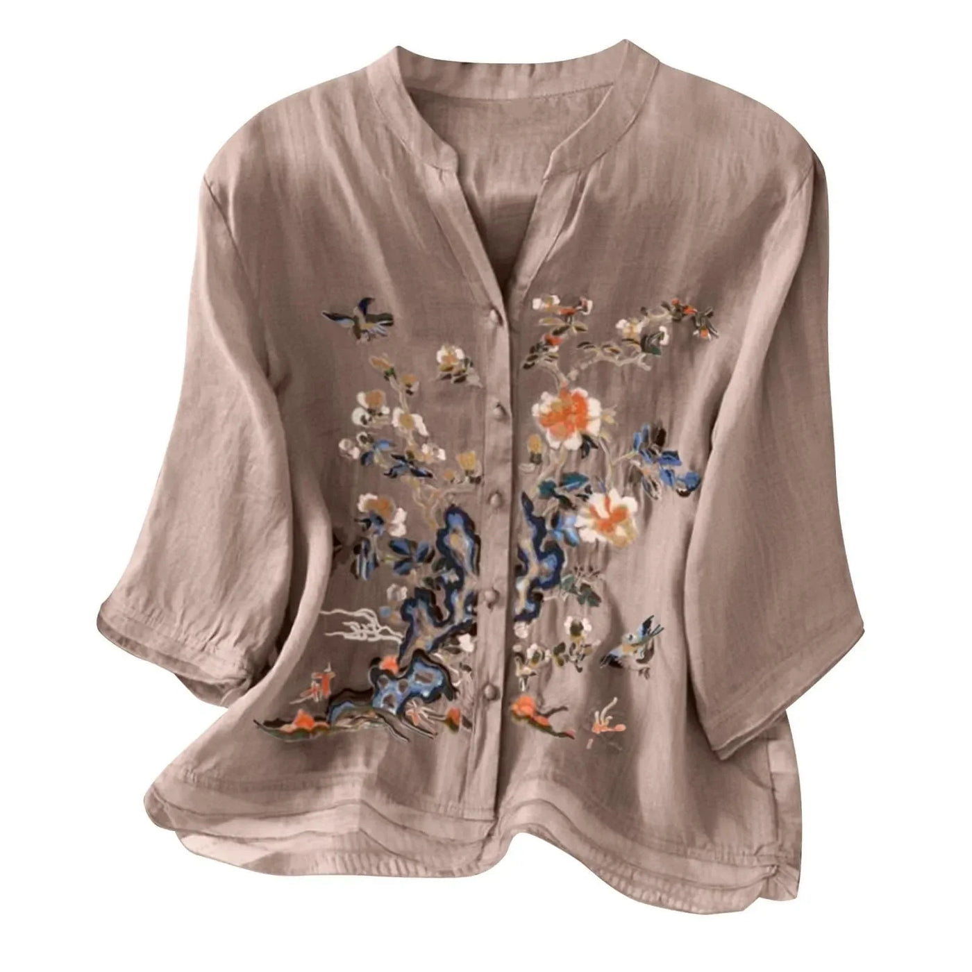 3/4 Sleeve Linen Tops For Women