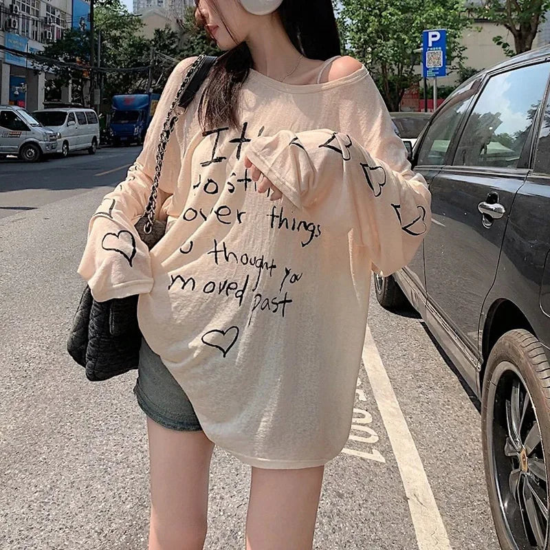 Women T-shirts Retro Letter Printed